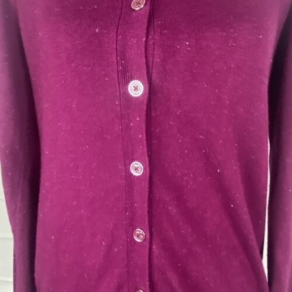 Nicole Miller Metallic Plum Berry Cardigan Sweater Size Small - Picture 3 of 14